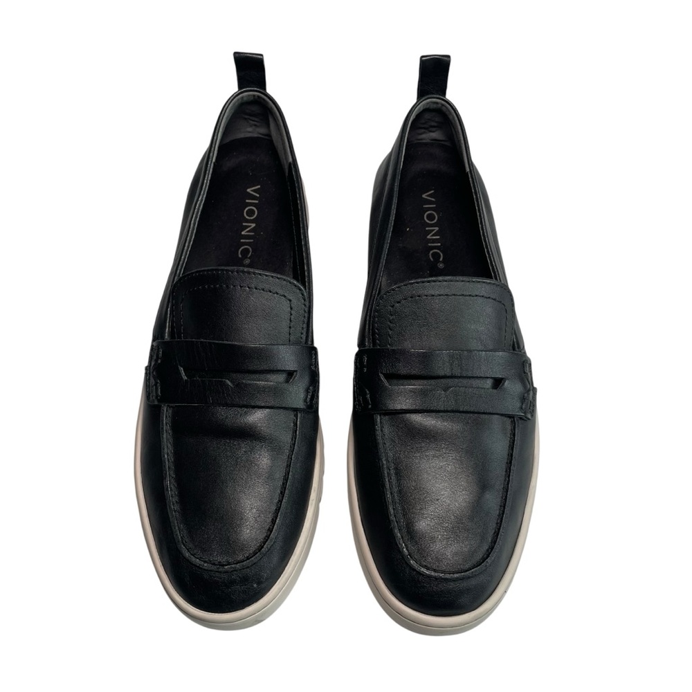 Vionic "Uptown Loafers" Womens Size 8 Black Leather Slip On Shoes